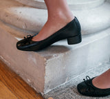 Lady Square Toe - Black Croc - Block Heel