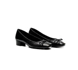 Lady Square Toe - Black Croc - Block Heel
