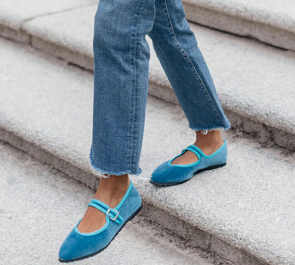 Bergamo Mary Jane in Mediterranean Blue Velvet