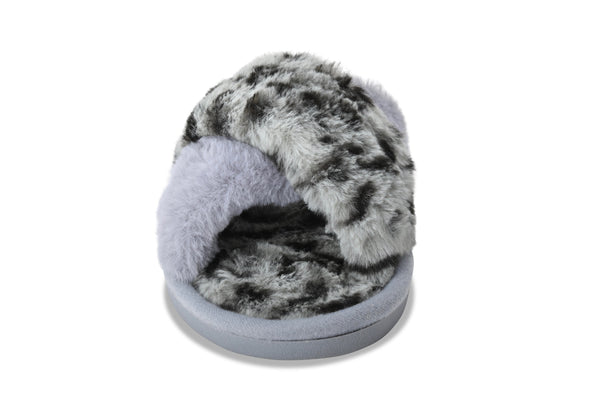 Women's Fiona Grey Leopard Slippers