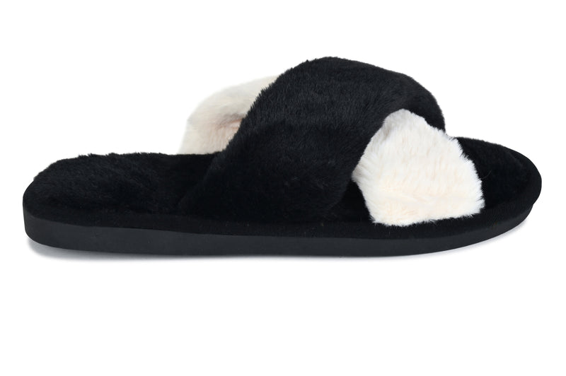 Women's Faith Black/ White Slippers