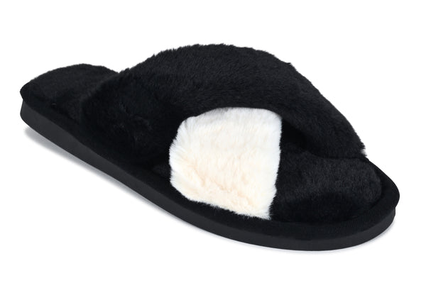 Women's Faith Black/ White Slippers