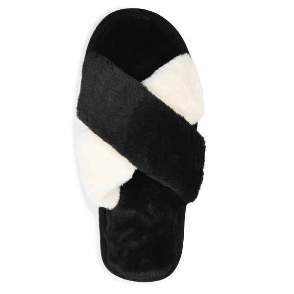 Women's Faith Black/ White Slippers