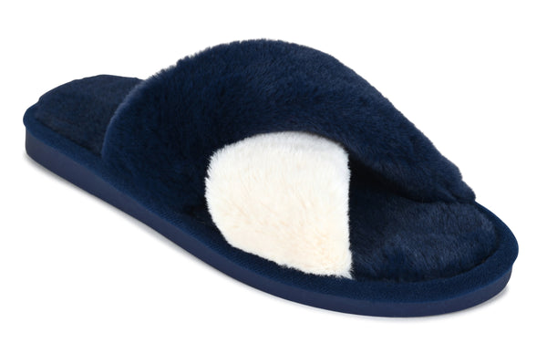 Women's Faith Navy/White Slippers