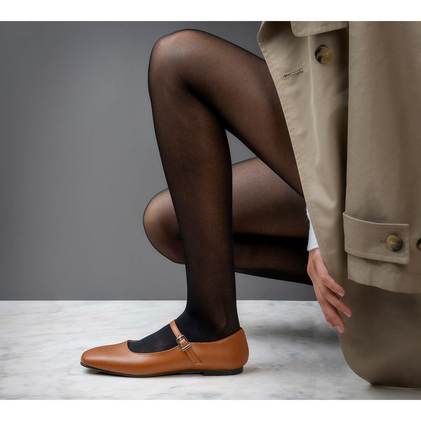 Mary Jane Square Toe Tan