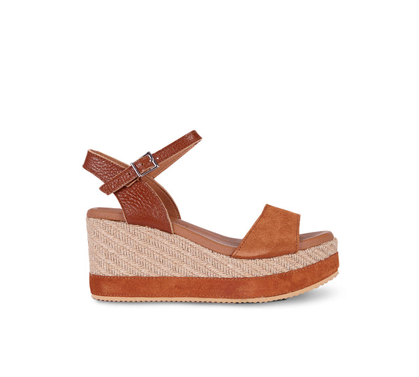 Walk On Air High Tan Strap Wedge