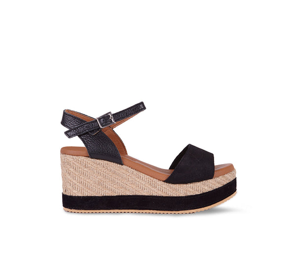 Walk On Air High Black Strap Wedge