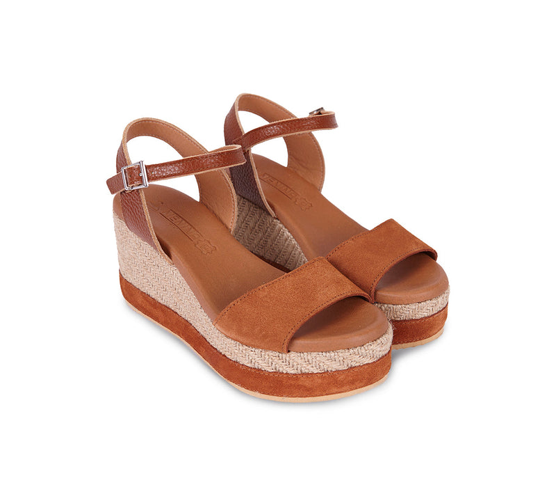 Walk On Air High Tan Strap Wedge