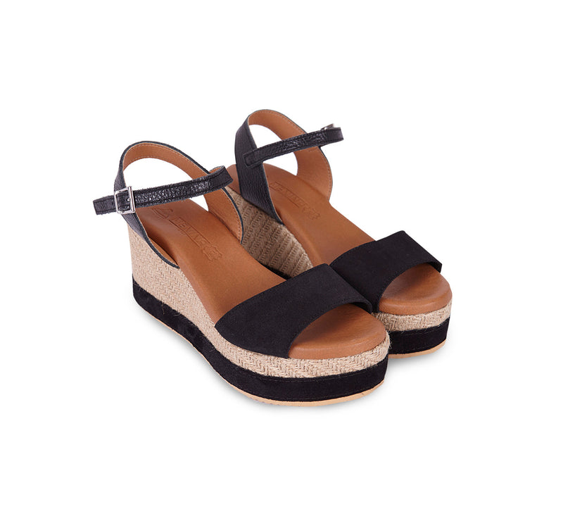 Walk On Air High Black Strap Wedge