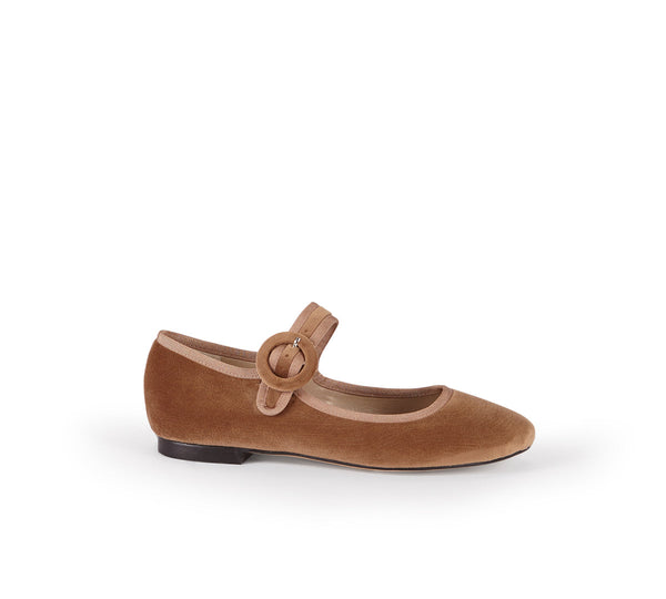 Merceditas Mary Jane In Camel Velvet