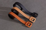 Leather Belt With Lined Buckle Black