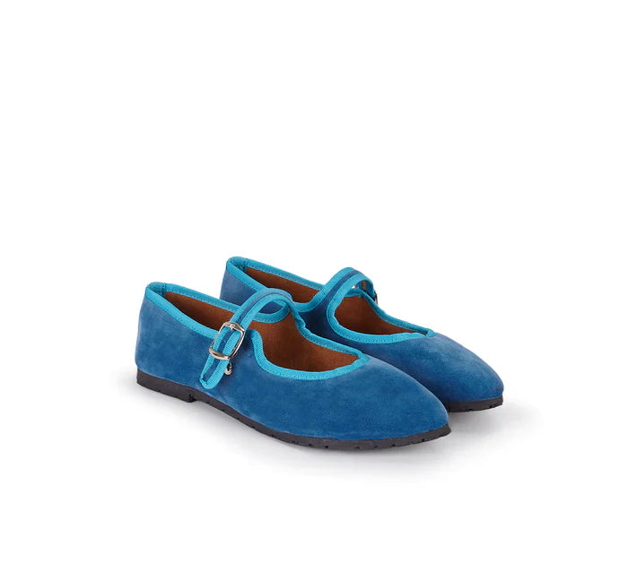 Bergamo Mary Jane in Mediterranean Blue Velvet