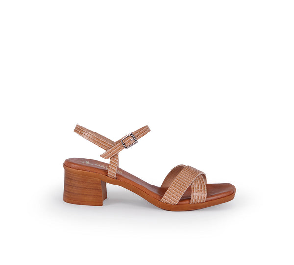 Bea Block Heel Crisscross Taupe
