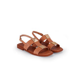 Valeria Bronce Two Strap Stud Camel Sandal