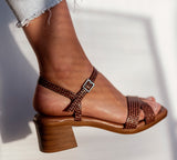 Bea Block Heel Crisscross Walnut